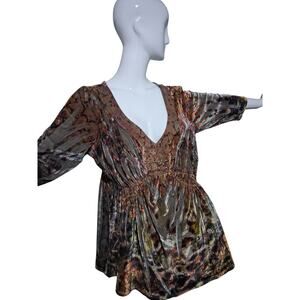 Y2K Vintage  Apt 9 Velvet Burnout Womens size 1X Babydoll Embellished Whimsy Top